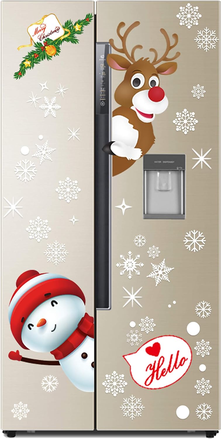 liuzzqq 130PCS Christmas decoratives Window Stickers, Holiday Snowflake Santa Claus Reindeer Stickers - Image 5
